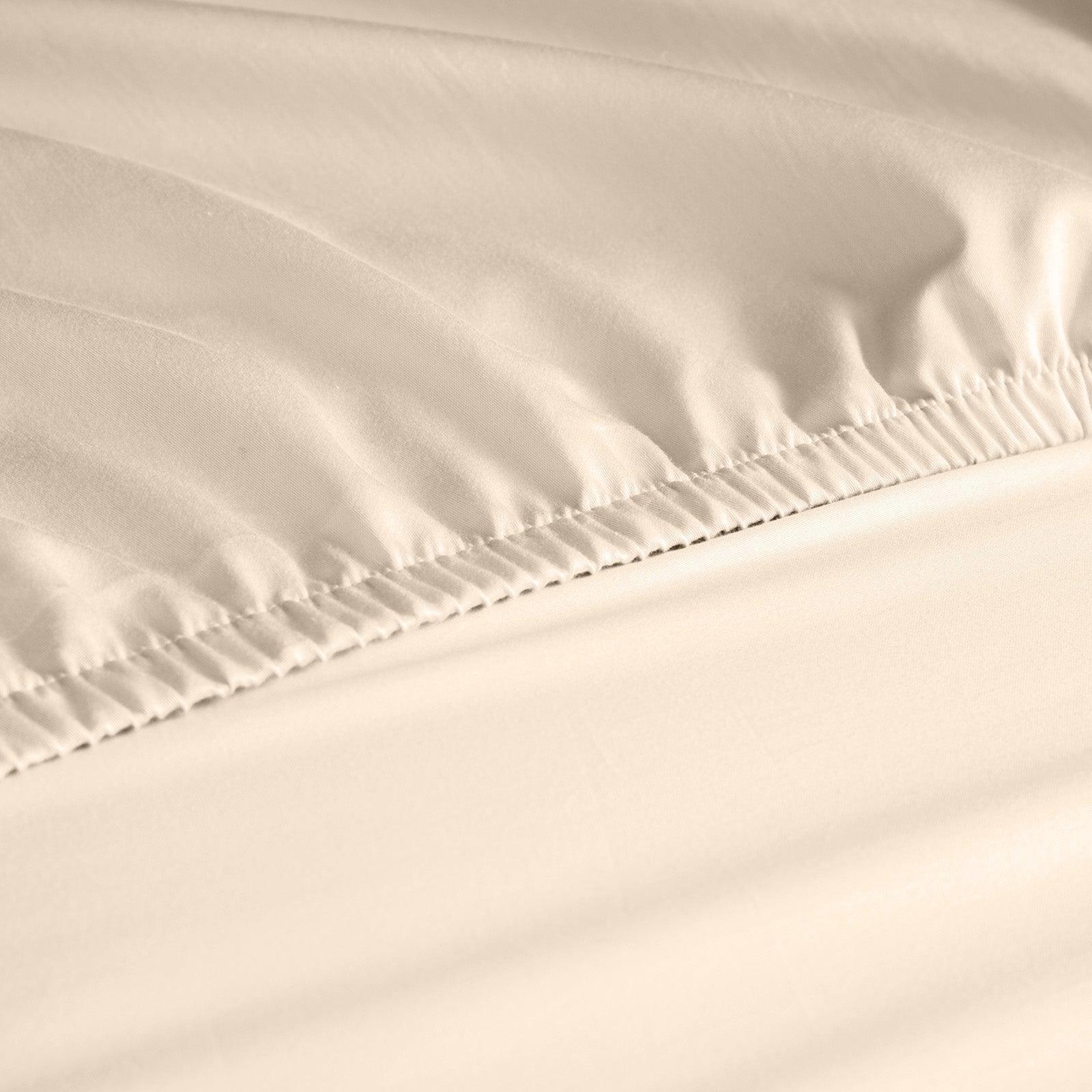 Royal Comfort 1000 Thread Count Fitted Sheet Cotton Blend Ultra Soft Bedding - Queen - Ivory - John Cootes