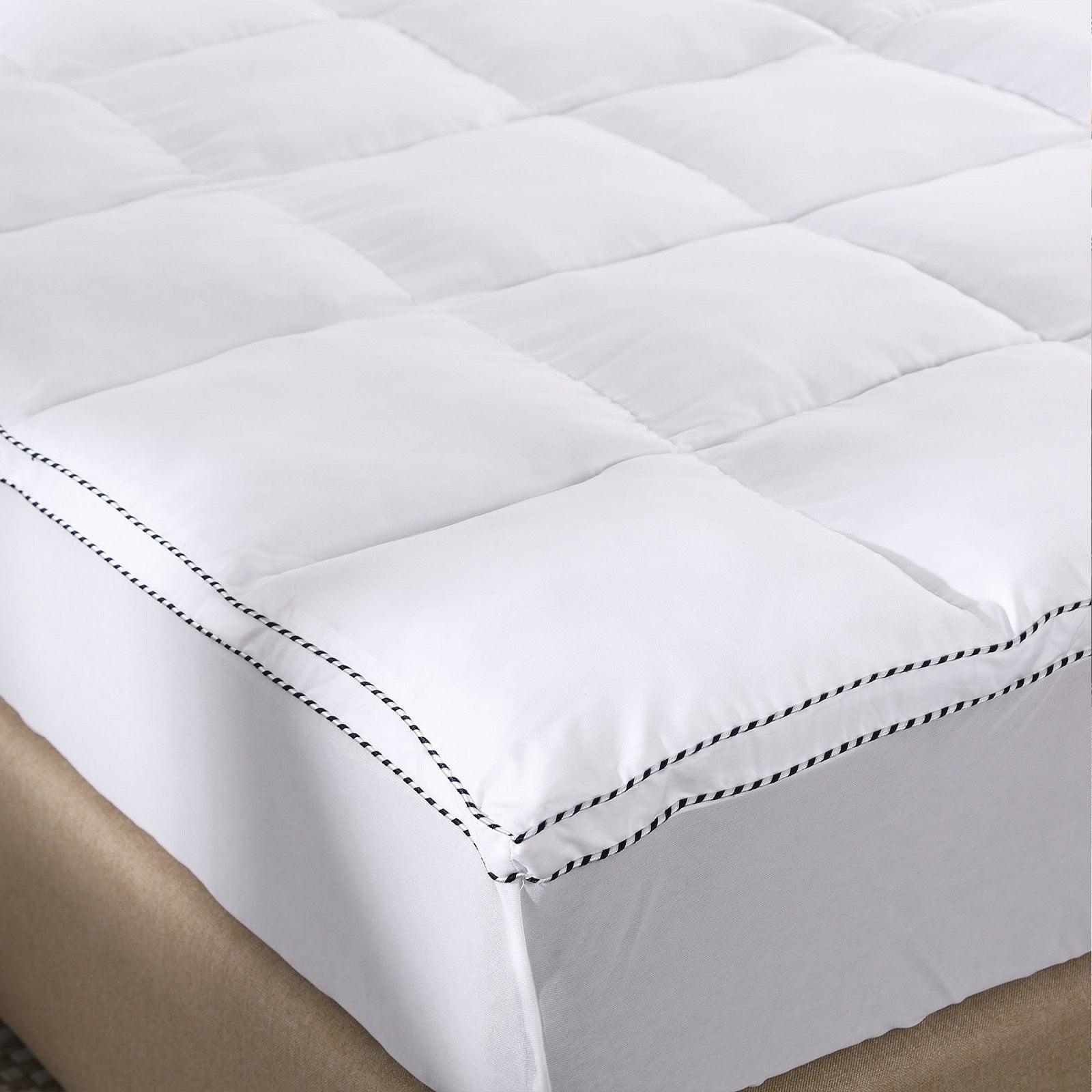 Royal Comfort 1000GSM Luxury Bamboo Fabric Gusset Mattress Pad Topper Cover - Double - White - John Cootes