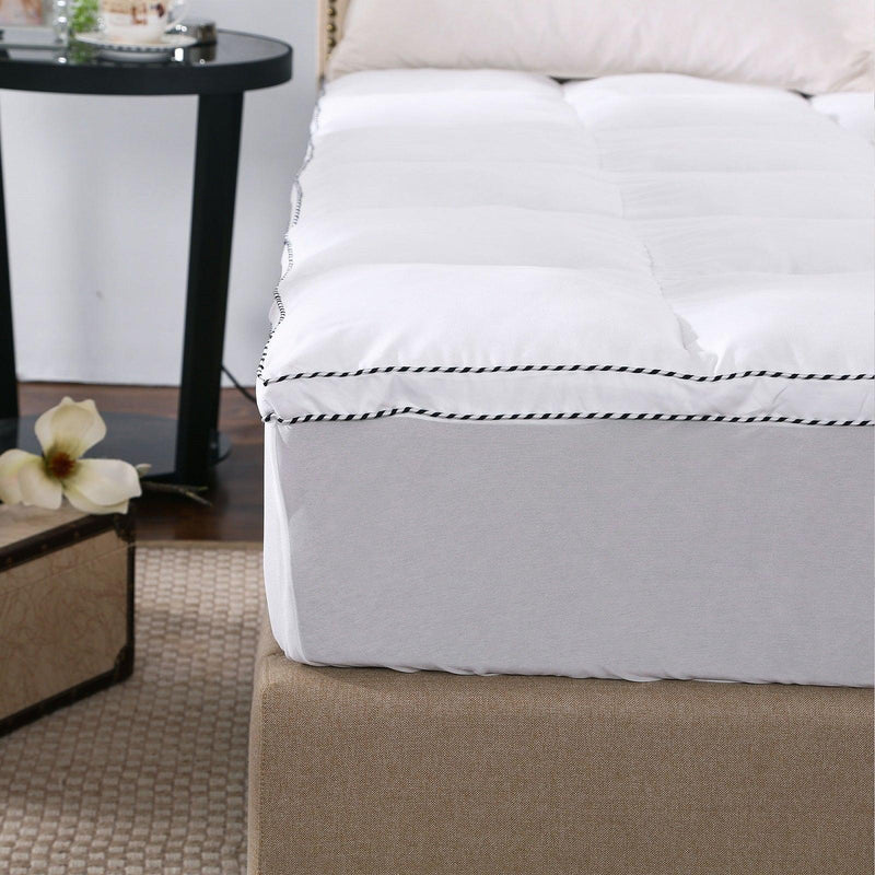 Royal Comfort 1000GSM Luxury Bamboo Fabric Gusset Mattress Pad Topper Cover - Double - White - John Cootes