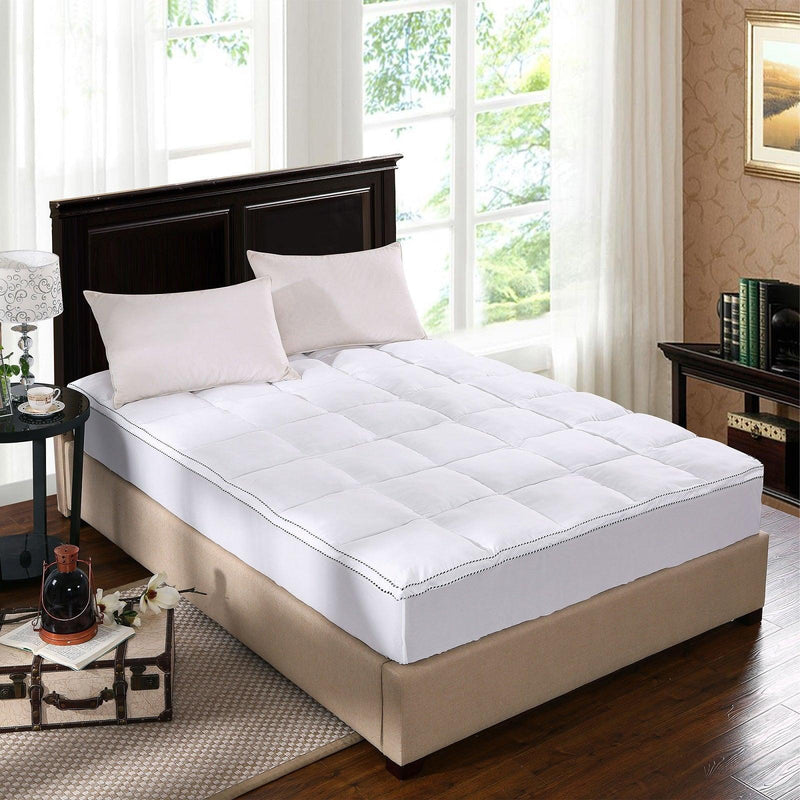 Royal Comfort 1000GSM Luxury Bamboo Fabric Gusset Mattress Pad Topper Cover - King - White - John Cootes