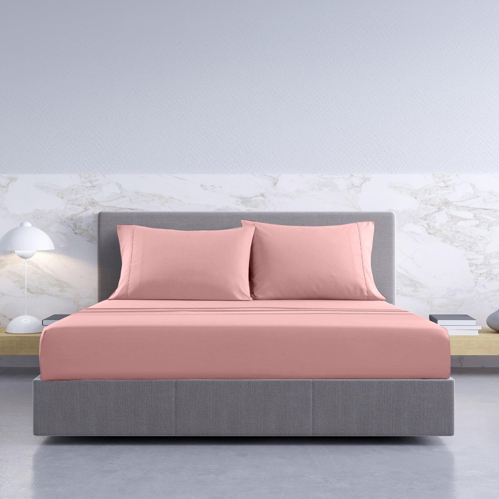 Royal Comfort 1000TC Hotel Grade Bamboo Cotton Sheets Pillowcases Set Ultrasoft - Double - Blush - John Cootes