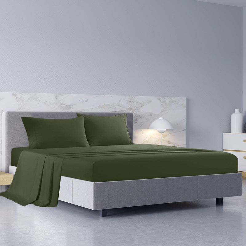 Royal Comfort 1000TC Hotel Grade Bamboo Cotton Sheets Pillowcases Set Ultrasoft - King - Olive - John Cootes