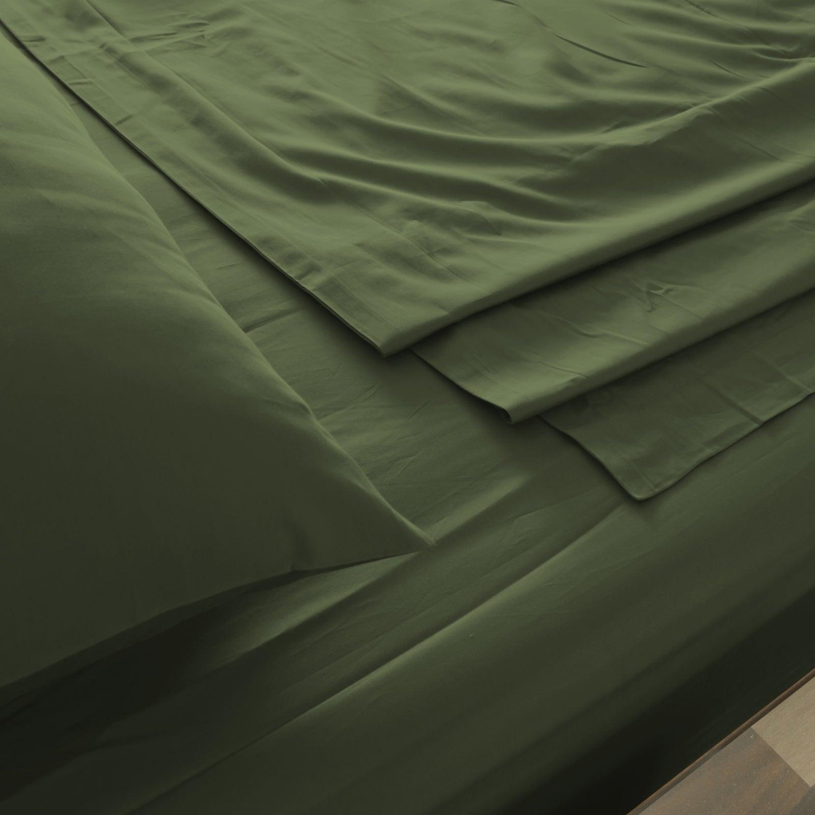 Royal Comfort 1000TC Hotel Grade Bamboo Cotton Sheets Pillowcases Set Ultrasoft - King - Olive - John Cootes