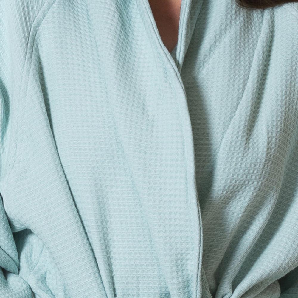 Royal Comfort 100% Cotton Bathrobe Waffle Unisex Ultra Soft Absorbent Durable - Small - Aqua - John Cootes