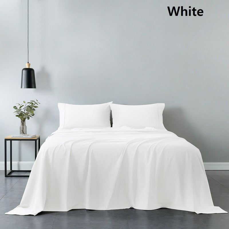Royal Comfort 100% Cotton Vintage Sheet Set And 2 Duck Feather Down Pillows Set - Double - White - John Cootes