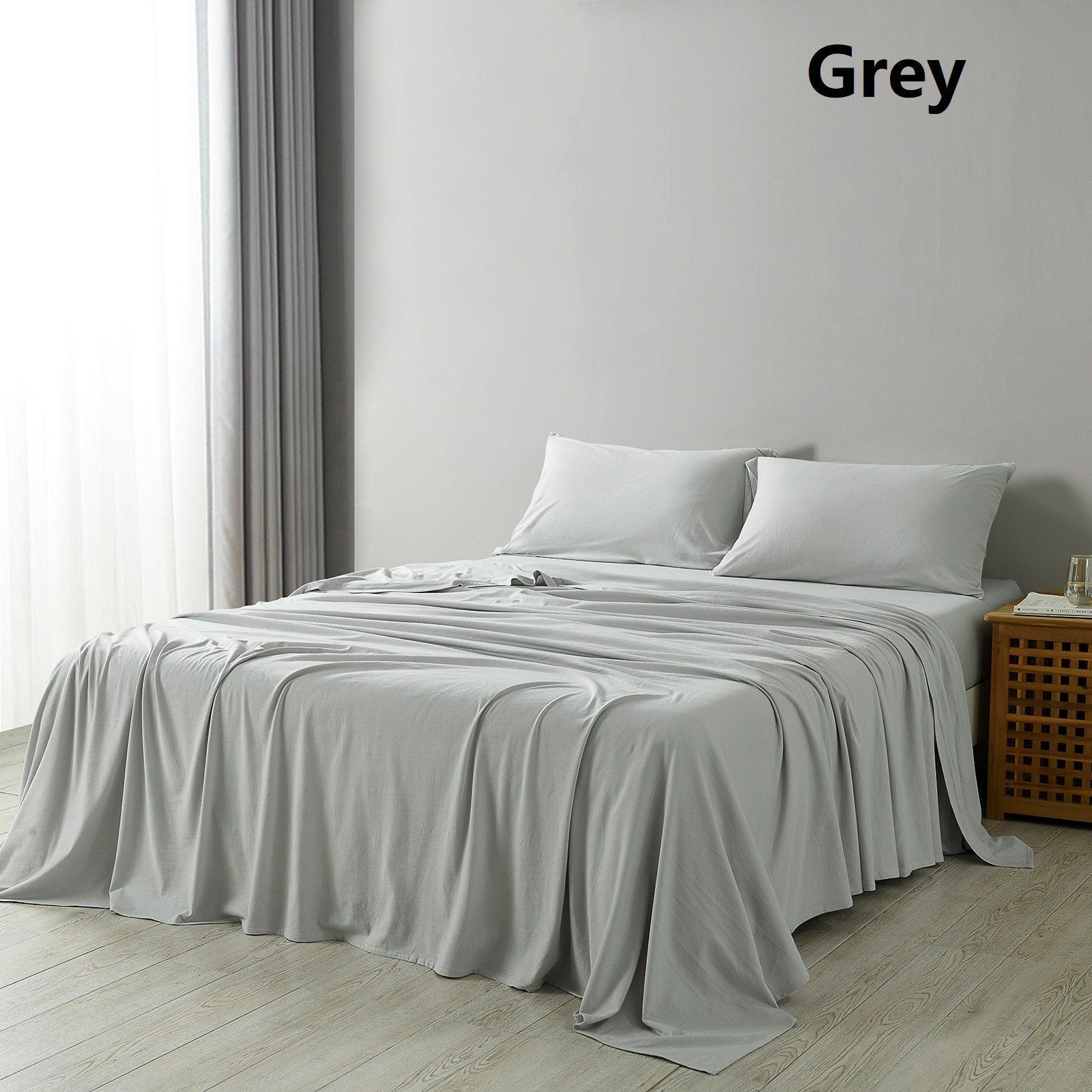 Royal Comfort 100% Jersey Cotton 4 Piece Sheet Set - King - Grey Marle - John Cootes