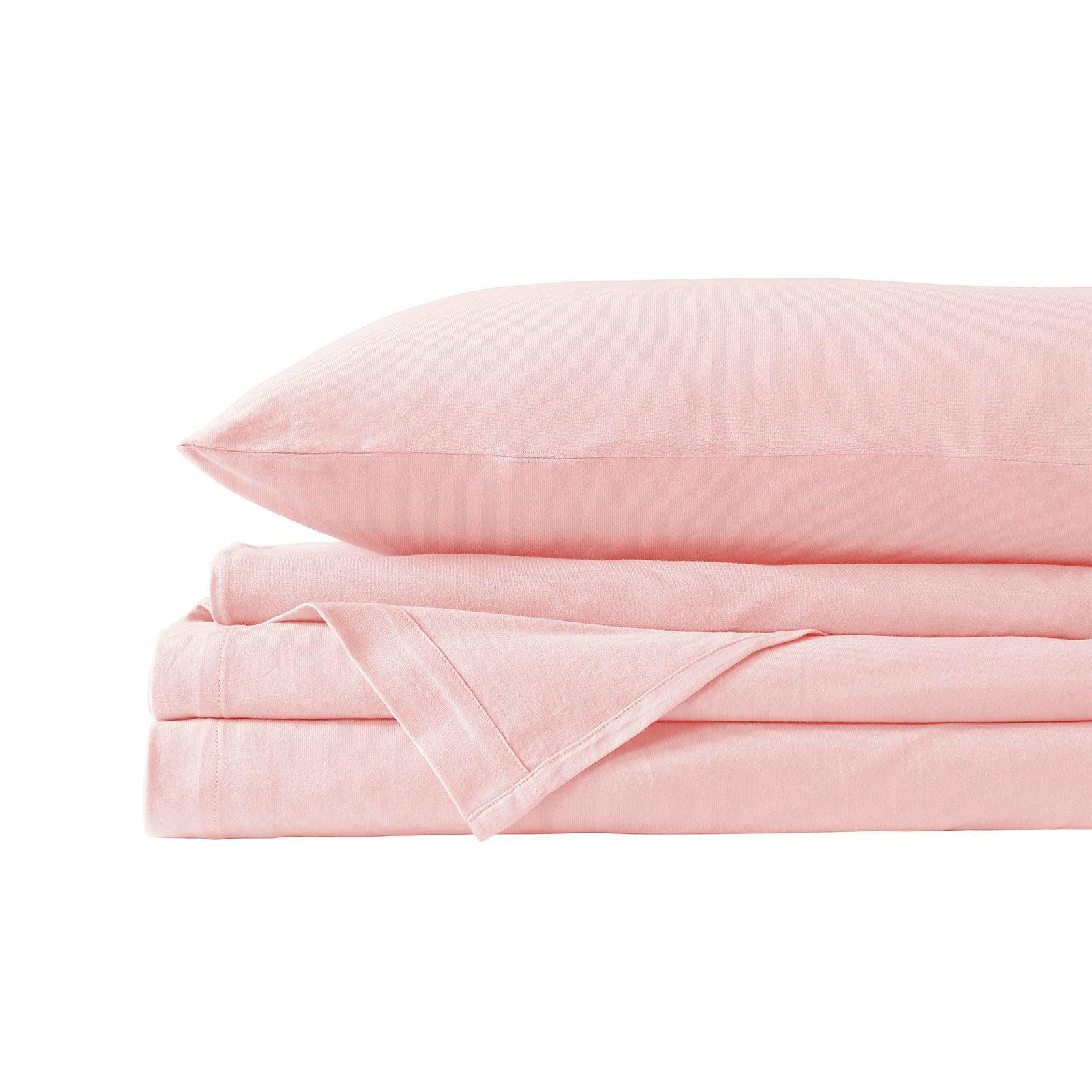 Royal Comfort 100% Jersey Cotton 4 Piece Sheet Set - King - Pink Marle - John Cootes