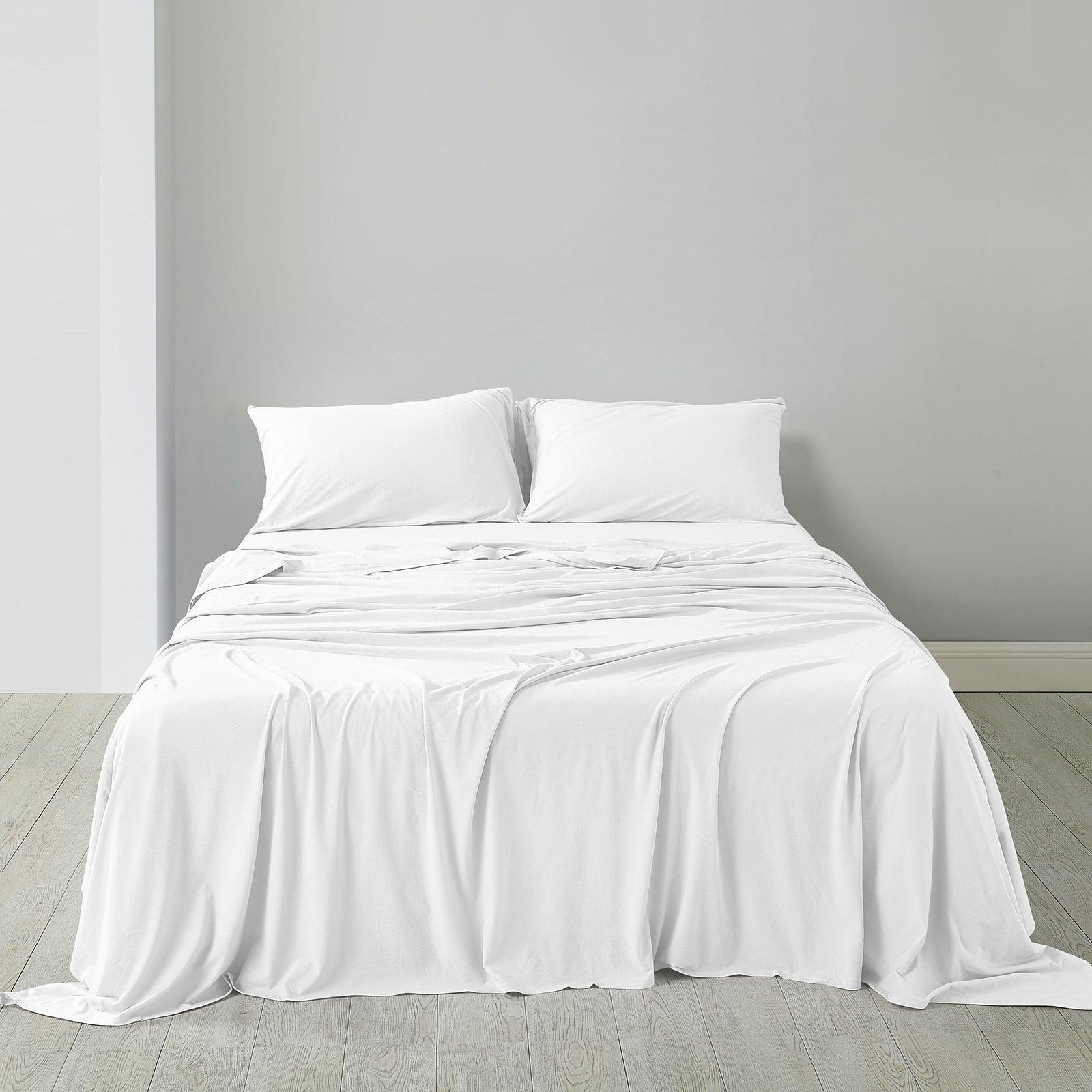 Royal Comfort 100% Jersey Cotton 4 Piece Sheet Set - King - White - John Cootes