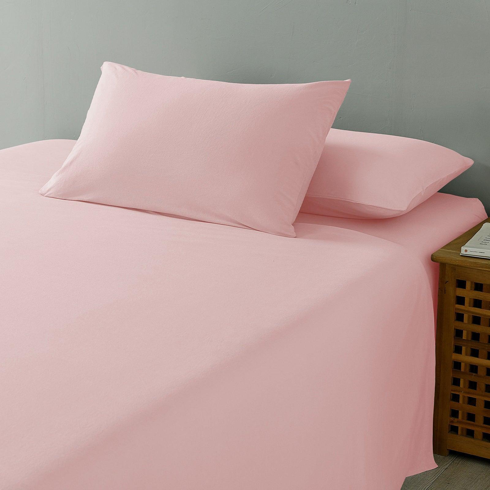 Royal Comfort 100% Jersey Cotton 4 Piece Sheet Set - Queen - Pink Marle - John Cootes