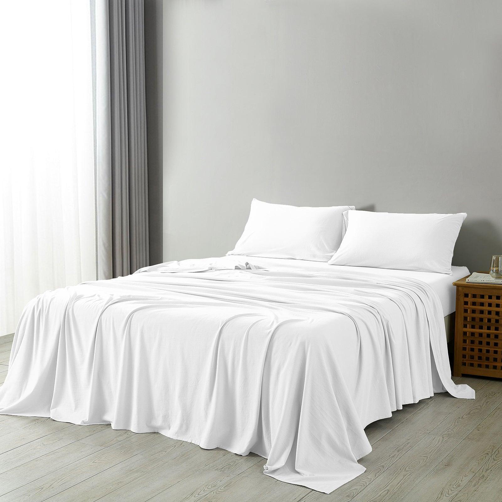 Royal Comfort 100% Jersey Cotton 4 Piece Sheet Set - Queen - White - John Cootes