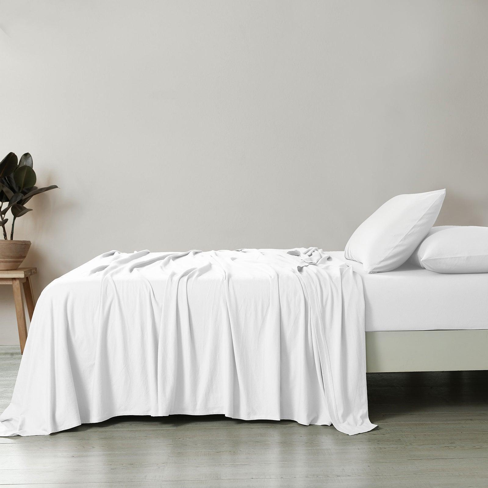 Royal Comfort 100% Jersey Cotton 4 Piece Sheet Set - Queen - White - John Cootes