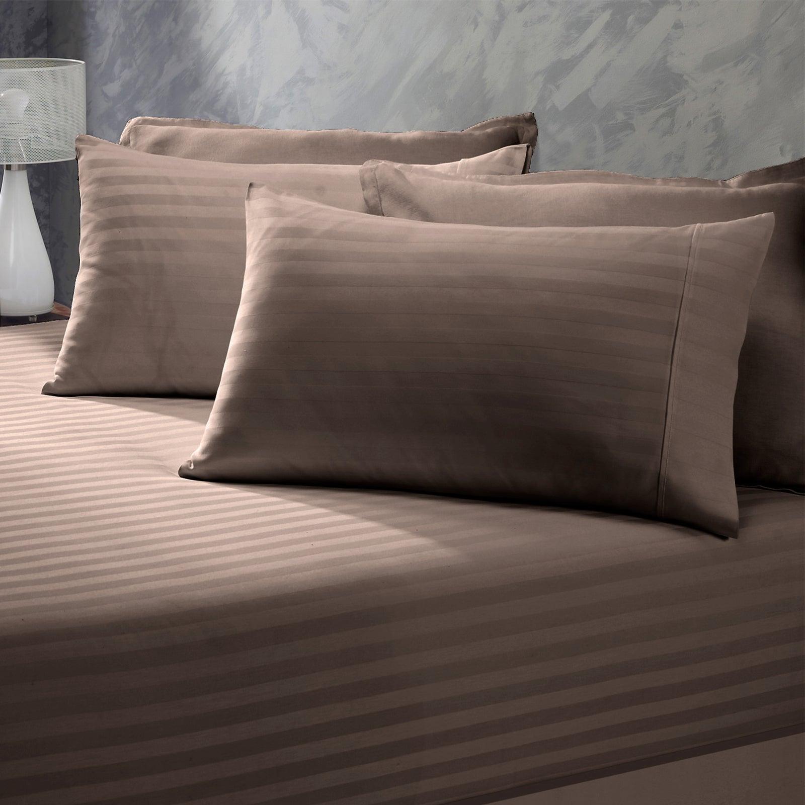 Royal Comfort 1200 Thread Count 3 Piece Combo Set 100% Egyptian Cotton Striped - Double - Charcoal - John Cootes