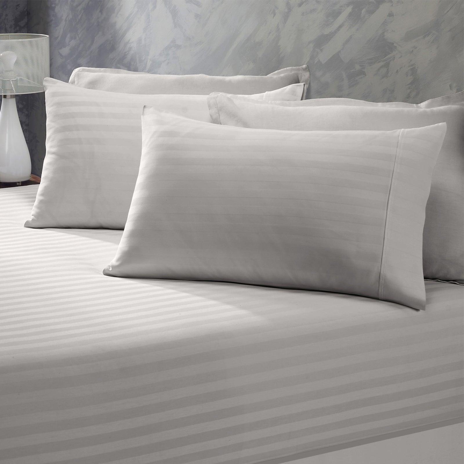 Royal Comfort 1200 Thread Count 3 Piece Combo Set 100% Egyptian Cotton Striped - Double - Silver - John Cootes