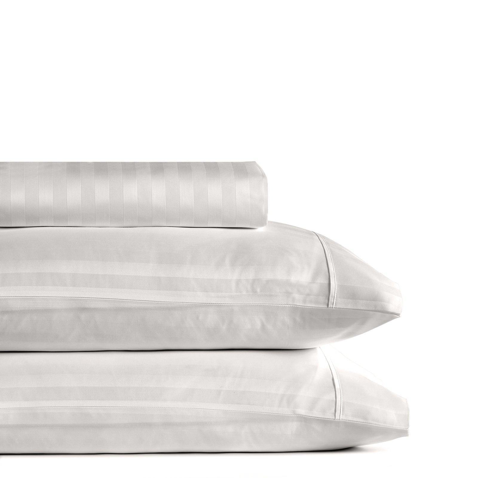 Royal Comfort 1200 Thread Count 3 Piece Combo Set 100% Egyptian Cotton Striped - Double - Silver - John Cootes