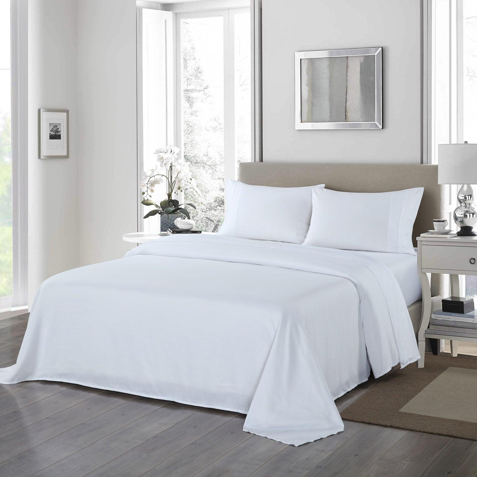 Royal Comfort 1200 Thread Count Sheet Set 4 Piece Ultra Soft Satin Weave Finish - Double - White - John Cootes