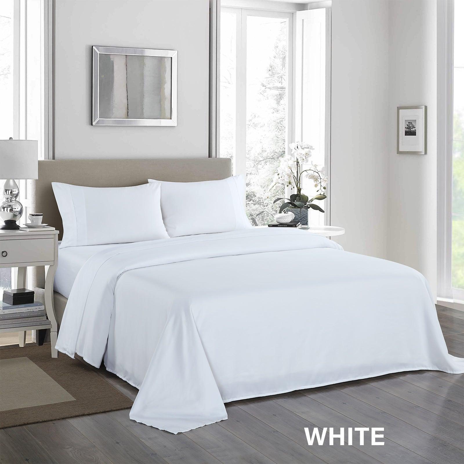 Royal Comfort 1200 Thread Count Sheet Set 4 Piece Ultra Soft Satin Weave Finish - Double - White - John Cootes