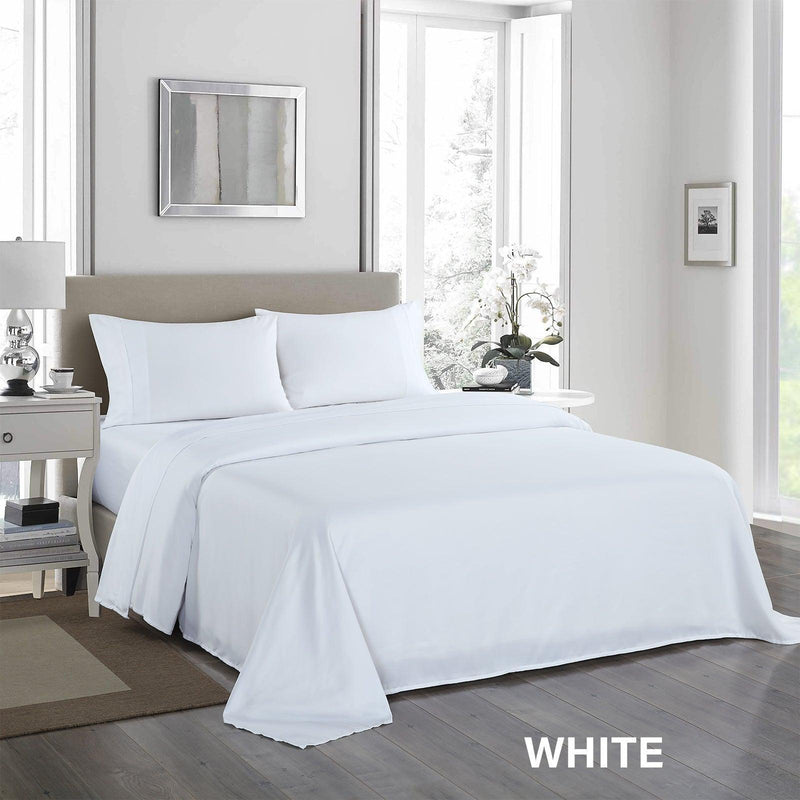 Royal Comfort 1200 Thread Count Sheet Set 4 Piece Ultra Soft Satin Weave Finish - King - White - John Cootes