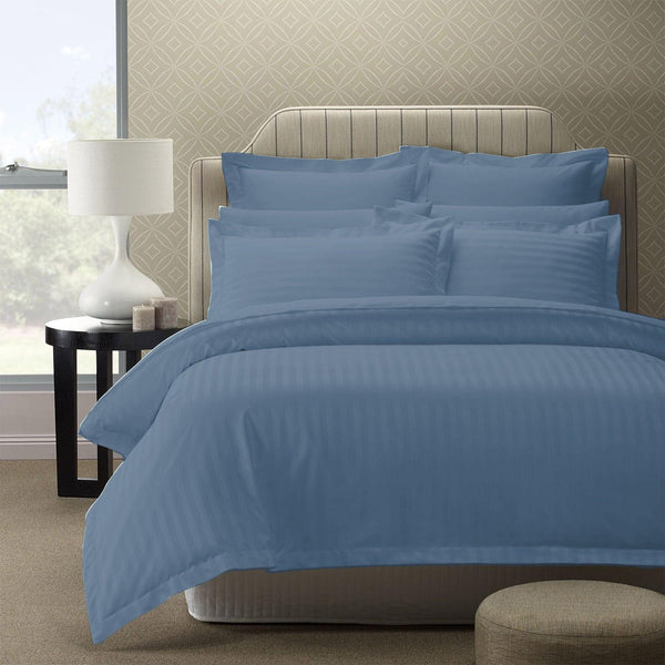 Royal Comfort 1200TC Quilt Cover Set Damask Cotton Blend Luxury Sateen Bedding - King - Blue Fog - John Cootes