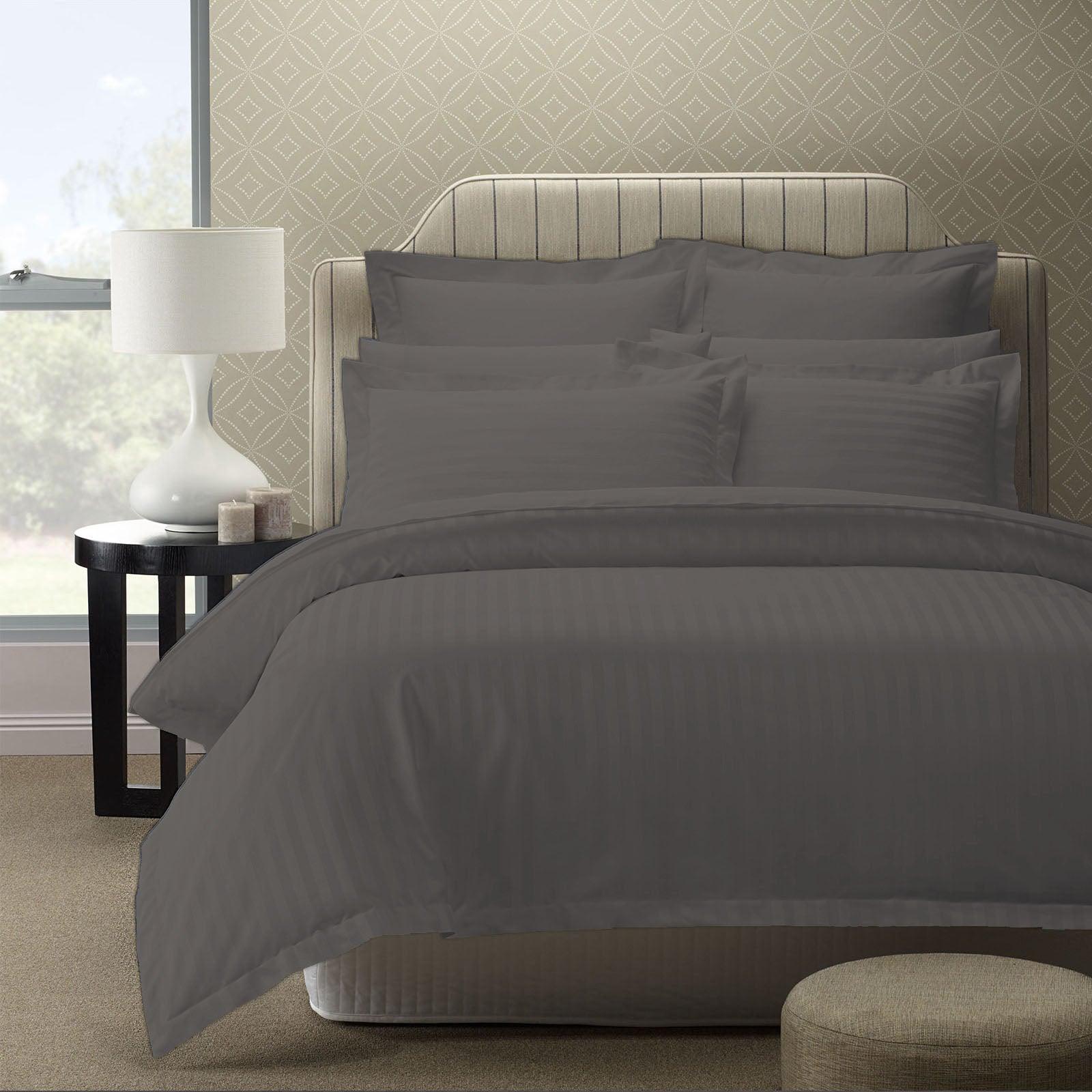 Royal Comfort 1200TC Quilt Cover Set Damask Cotton Blend Luxury Sateen Bedding - King - Charcoal Grey - John Cootes