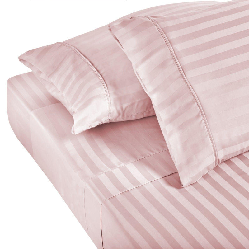 Royal Comfort 1200TC Sheet Set Damask Cotton Blend Ultra Soft Sateen Bedding - Queen - Blush - John Cootes