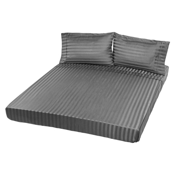 Royal Comfort 1200TC Sheet Set Damask Cotton Blend Ultra Soft Sateen Bedding - Queen - Charcoal Grey - John Cootes