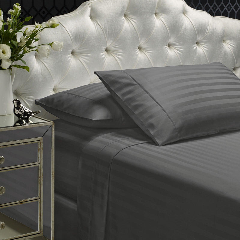 Royal Comfort 1200TC Sheet Set Damask Cotton Blend Ultra Soft Sateen Bedding - Queen - Charcoal Grey - John Cootes