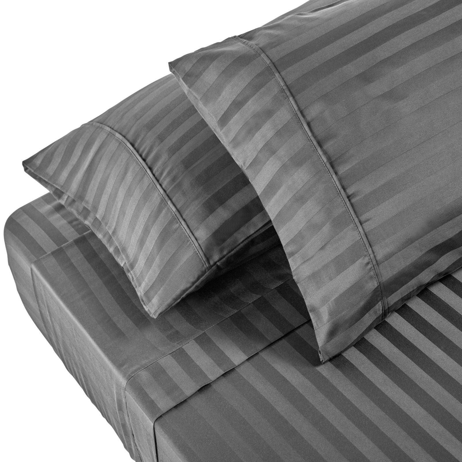 Royal Comfort 1200TC Sheet Set Damask Cotton Blend Ultra Soft Sateen Bedding - Queen - Charcoal Grey - John Cootes