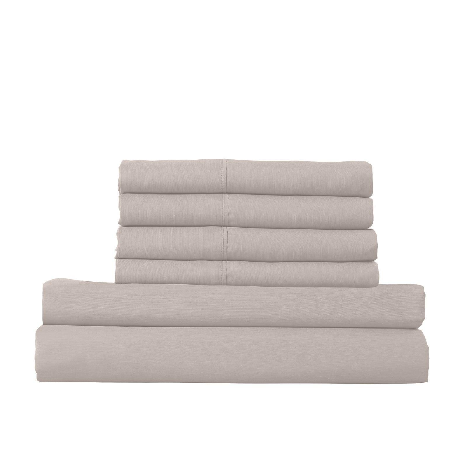 Royal Comfort 1500 Thread Count 6 Piece Cotton Rich Bedroom Collection Set - King - Stone - John Cootes