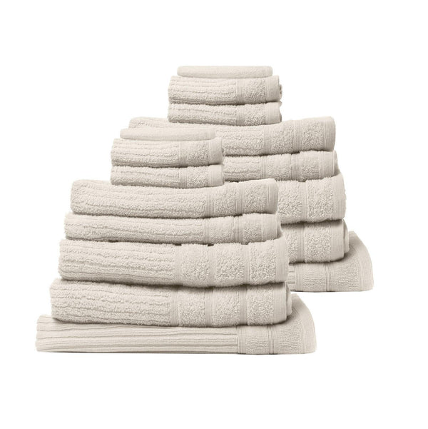Royal Comfort 16 Piece Egyptian Cotton Eden Towel Set 600GSM Luxurious Absorbent - Beige - John Cootes