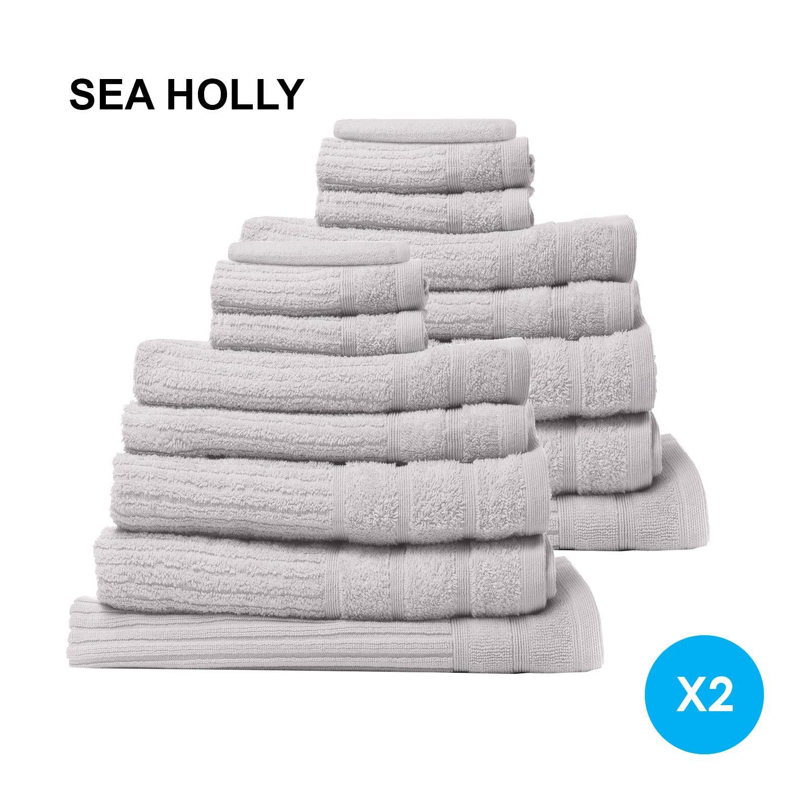 Royal Comfort 16 Piece Egyptian Cotton Eden Towel Set 600GSM Luxurious Absorbent - Sea Holly - John Cootes