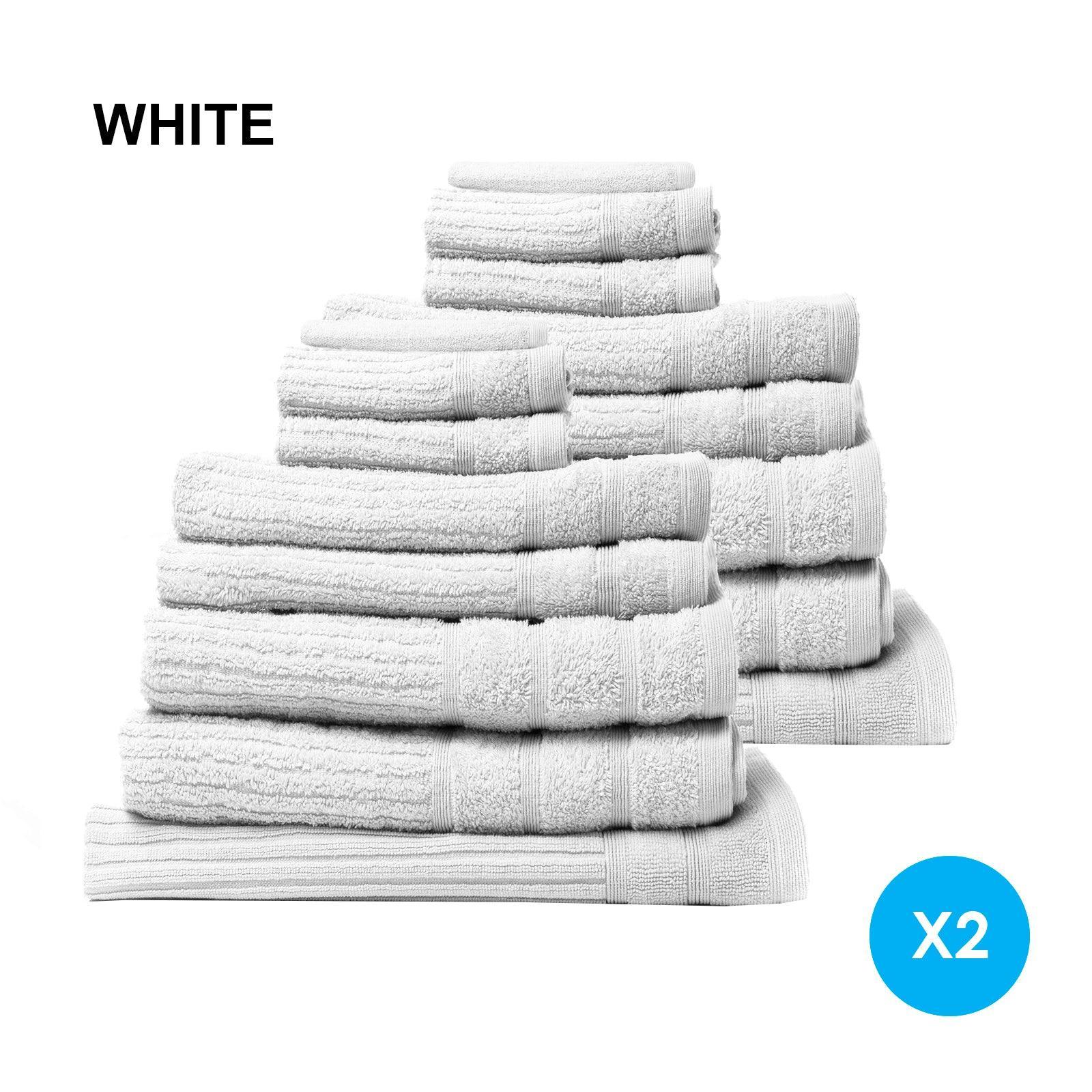 Royal Comfort 16 Piece Egyptian Cotton Eden Towel Set 600GSM Luxurious Absorbent - White - John Cootes