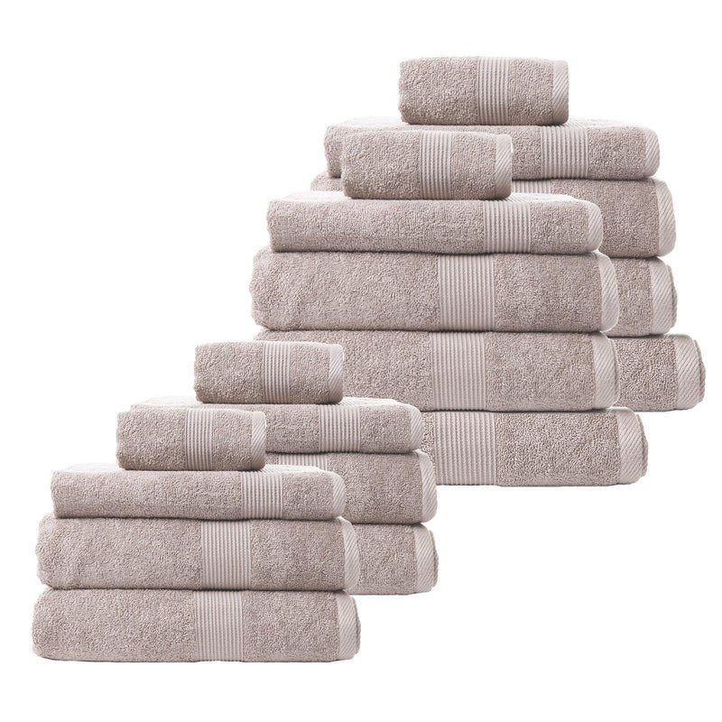 Royal Comfort 18 Piece Cotton Bamboo Towel Bundle Set 450GSM Luxurious Absorbent - Champagne - John Cootes