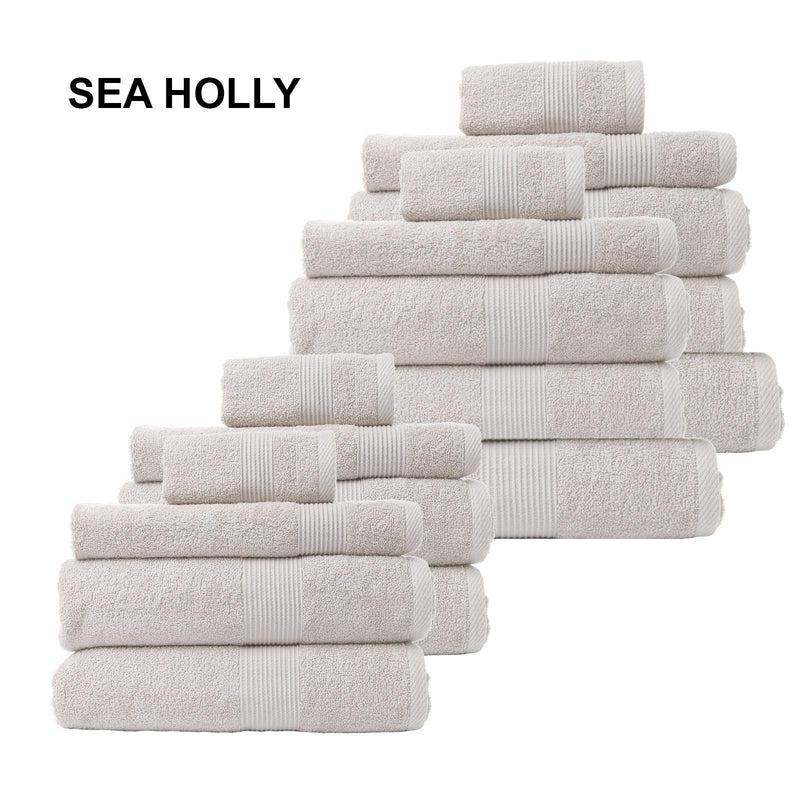 Royal Comfort 18 Piece Cotton Bamboo Towel Bundle Set 450GSM Luxurious Absorbent - Sea Holly - John Cootes