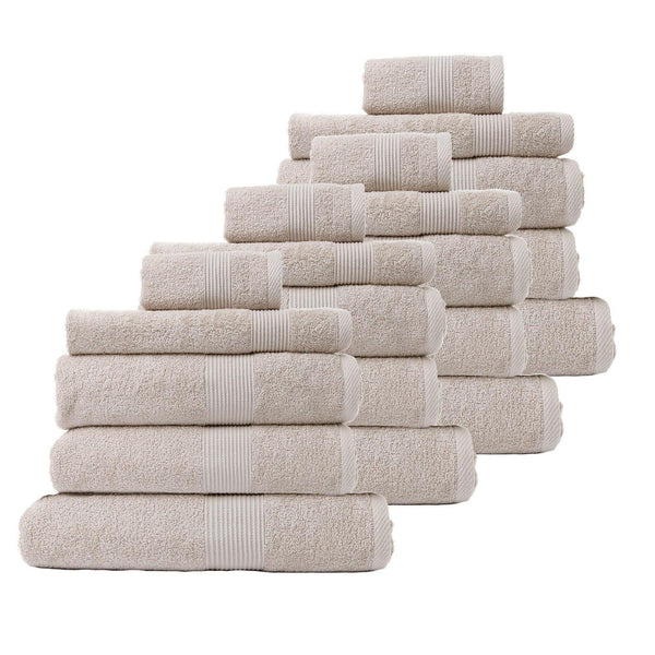 Royal Comfort 20 Piece Cotton Bamboo Towel Bundle Set 450GSM Luxurious Absorbent - Beige - John Cootes
