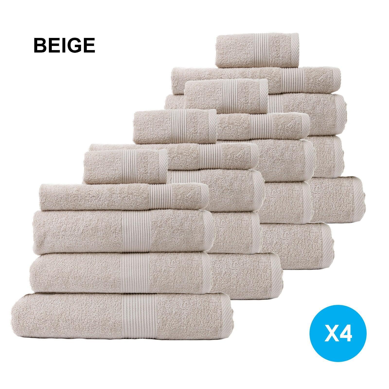 Royal Comfort 20 Piece Cotton Bamboo Towel Bundle Set 450GSM Luxurious Absorbent - Beige - John Cootes