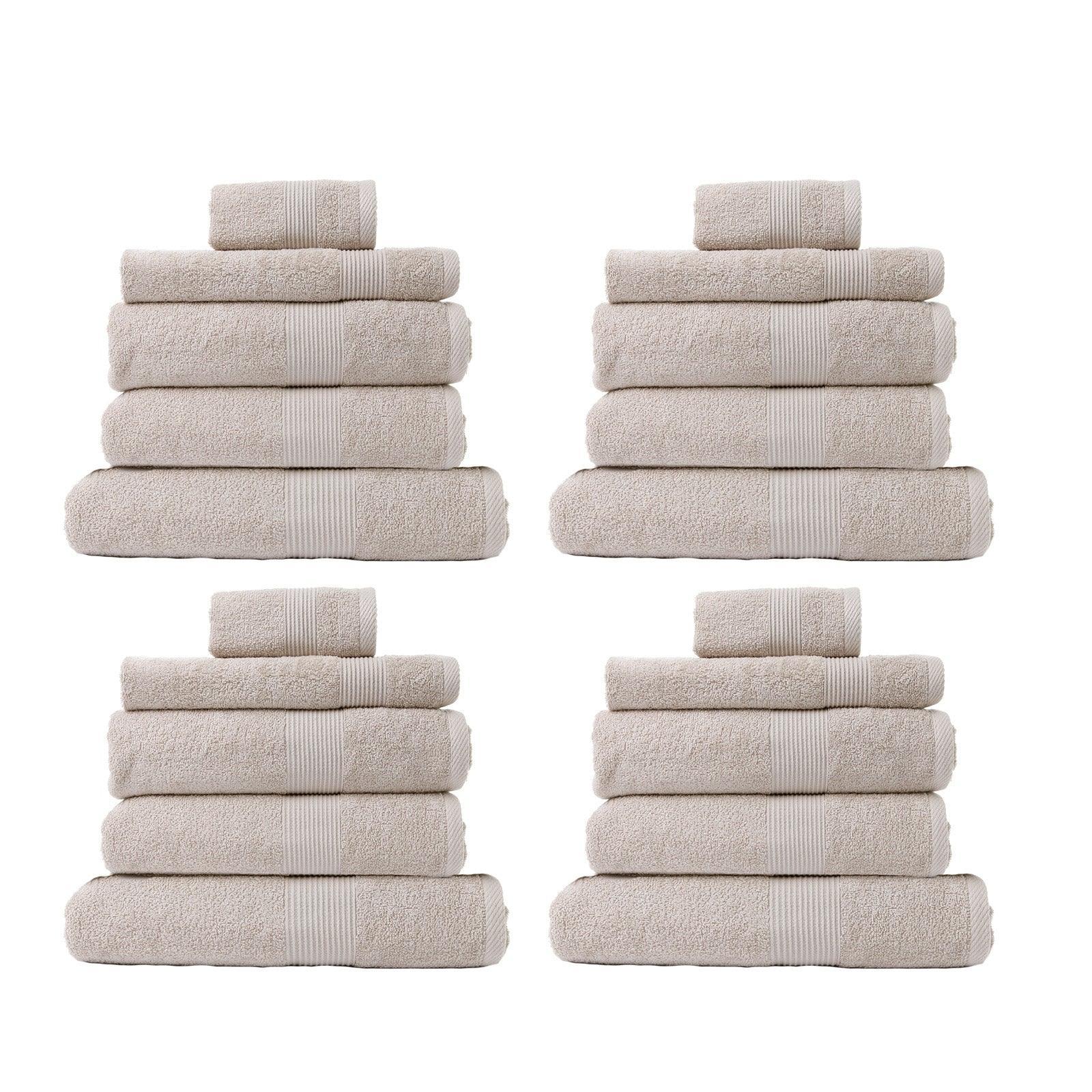 Royal Comfort 20 Piece Cotton Bamboo Towel Bundle Set 450GSM Luxurious Absorbent - Beige - John Cootes