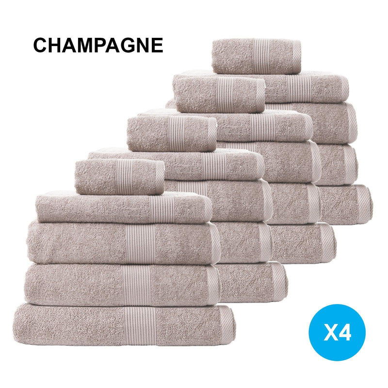 Royal Comfort 20 Piece Cotton Bamboo Towel Bundle Set 450GSM Luxurious Absorbent - Champagne - John Cootes