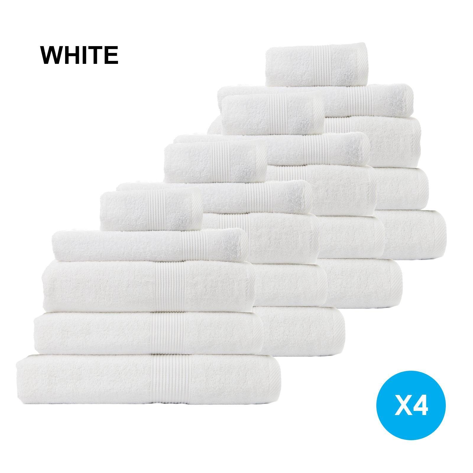 Royal Comfort 20 Piece Cotton Bamboo Towel Bundle Set 450GSM Luxurious Absorbent - White - John Cootes