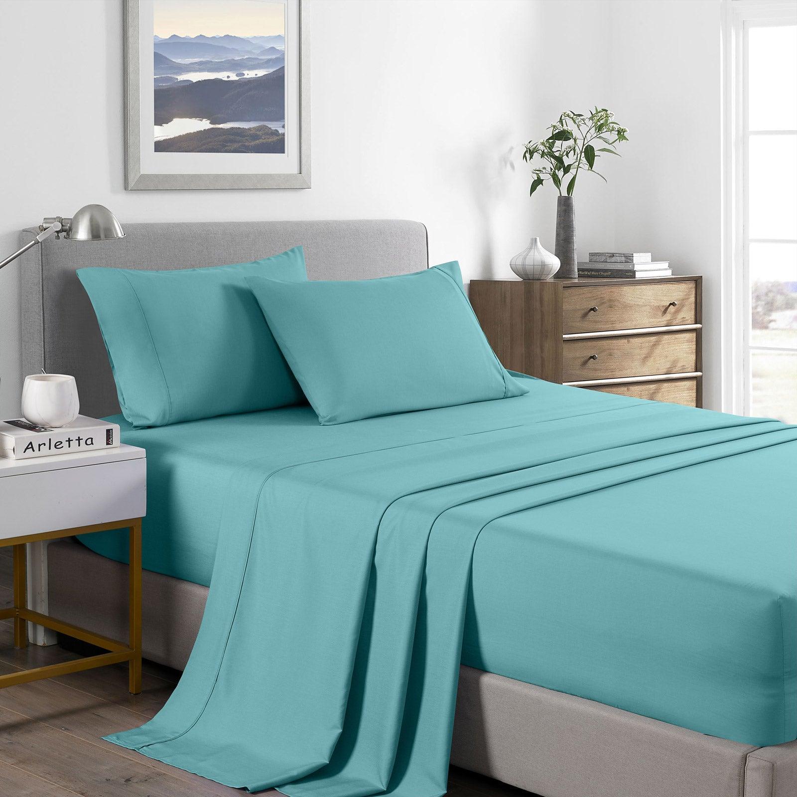 Royal Comfort 2000 Thread Count Bamboo Cooling Sheet Set Ultra Soft Bedding - Double - Aqua - John Cootes