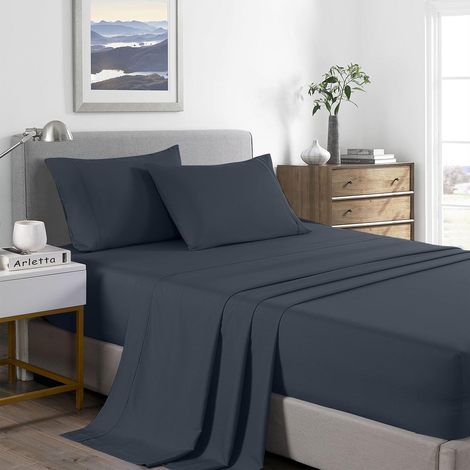 Royal Comfort 2000 Thread Count Bamboo Cooling Sheet Set Ultra Soft Bedding - Double - Charcoal - John Cootes