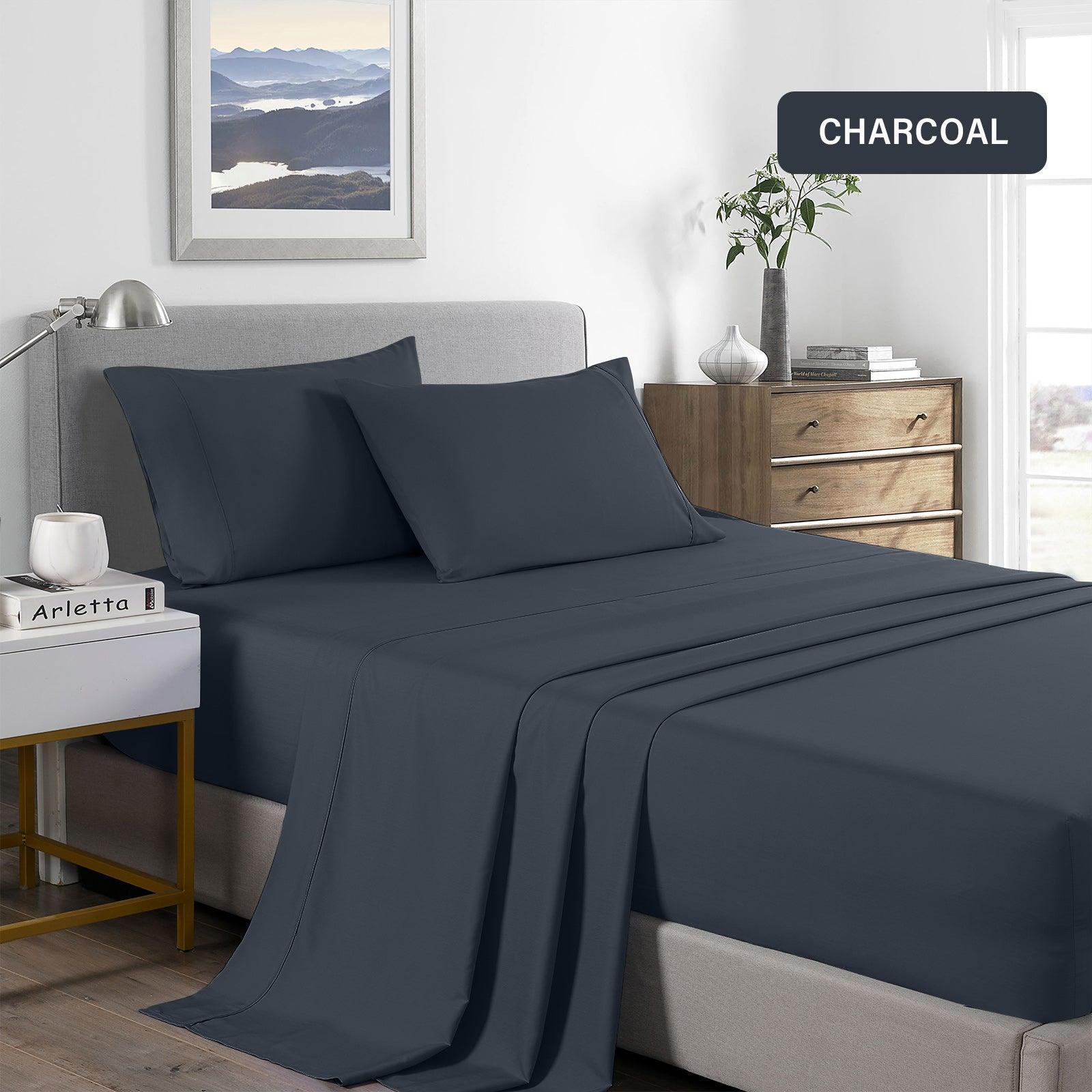 Royal Comfort 2000 Thread Count Bamboo Cooling Sheet Set Ultra Soft Bedding - Double - Charcoal - John Cootes