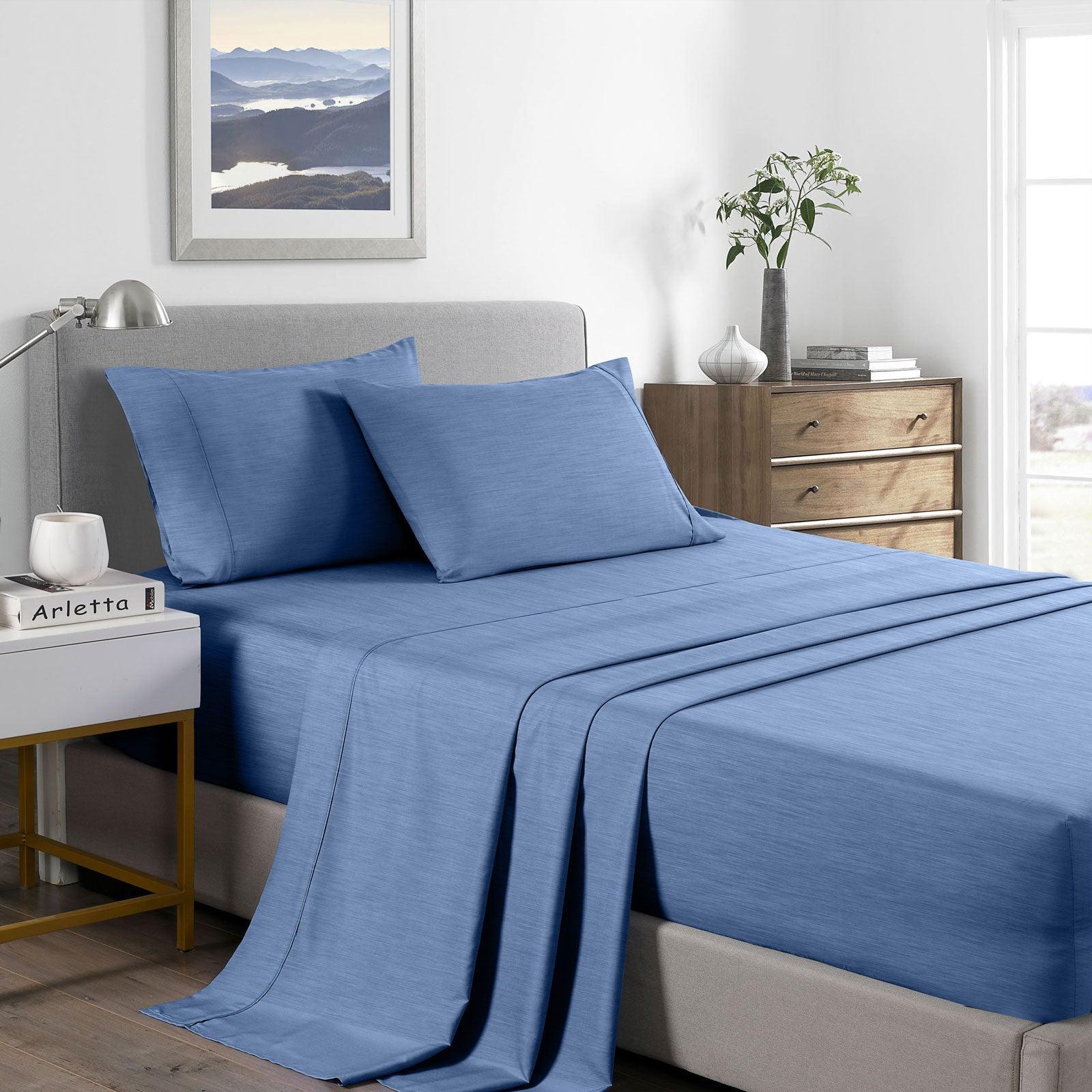 Royal Comfort 2000 Thread Count Bamboo Cooling Sheet Set Ultra Soft Bedding - Double - Denim - John Cootes