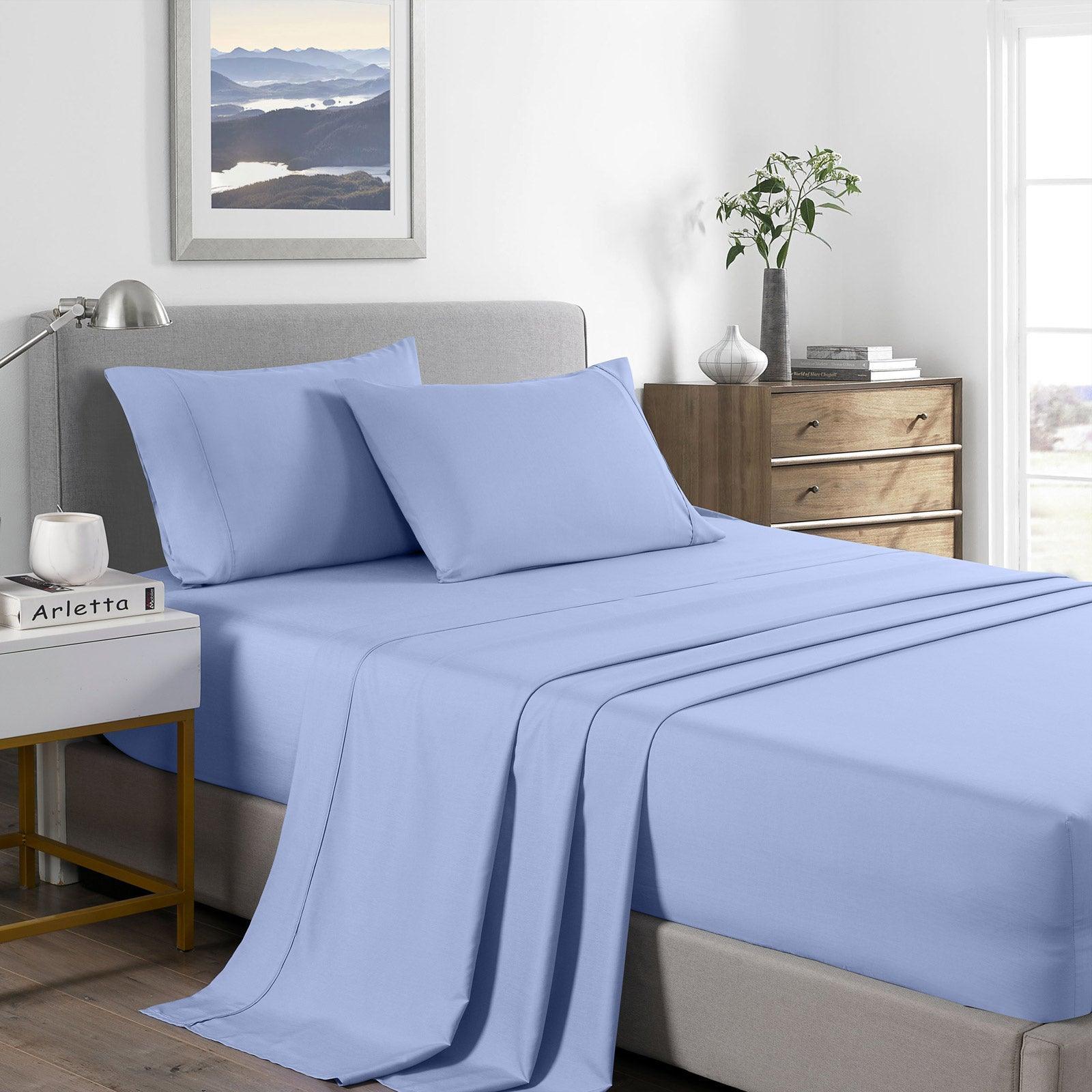 Royal Comfort 2000 Thread Count Bamboo Cooling Sheet Set Ultra Soft Bedding - Double - Light Blue - John Cootes