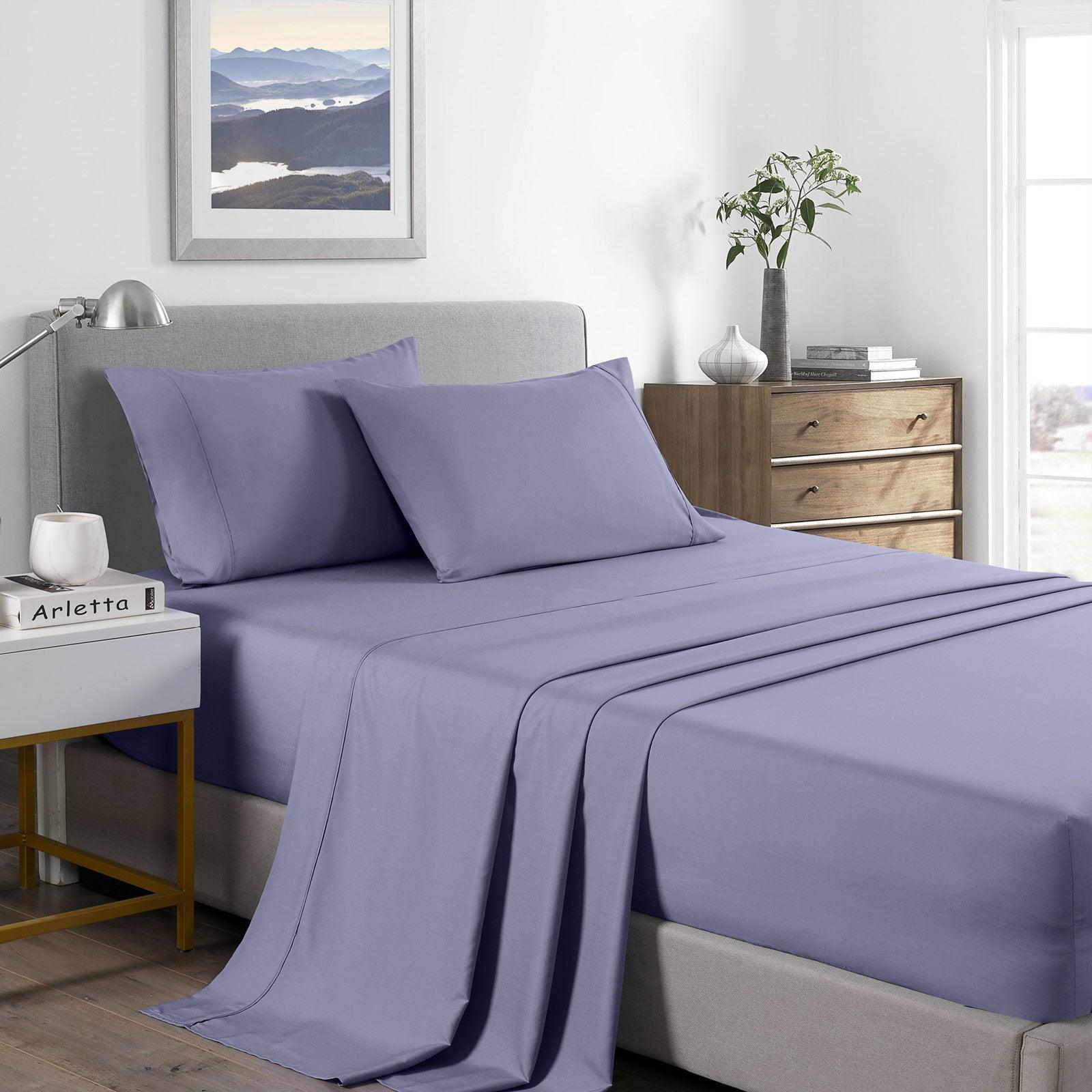 Royal Comfort 2000 Thread Count Bamboo Cooling Sheet Set Ultra Soft Bedding - Double - Lilac Grey - John Cootes