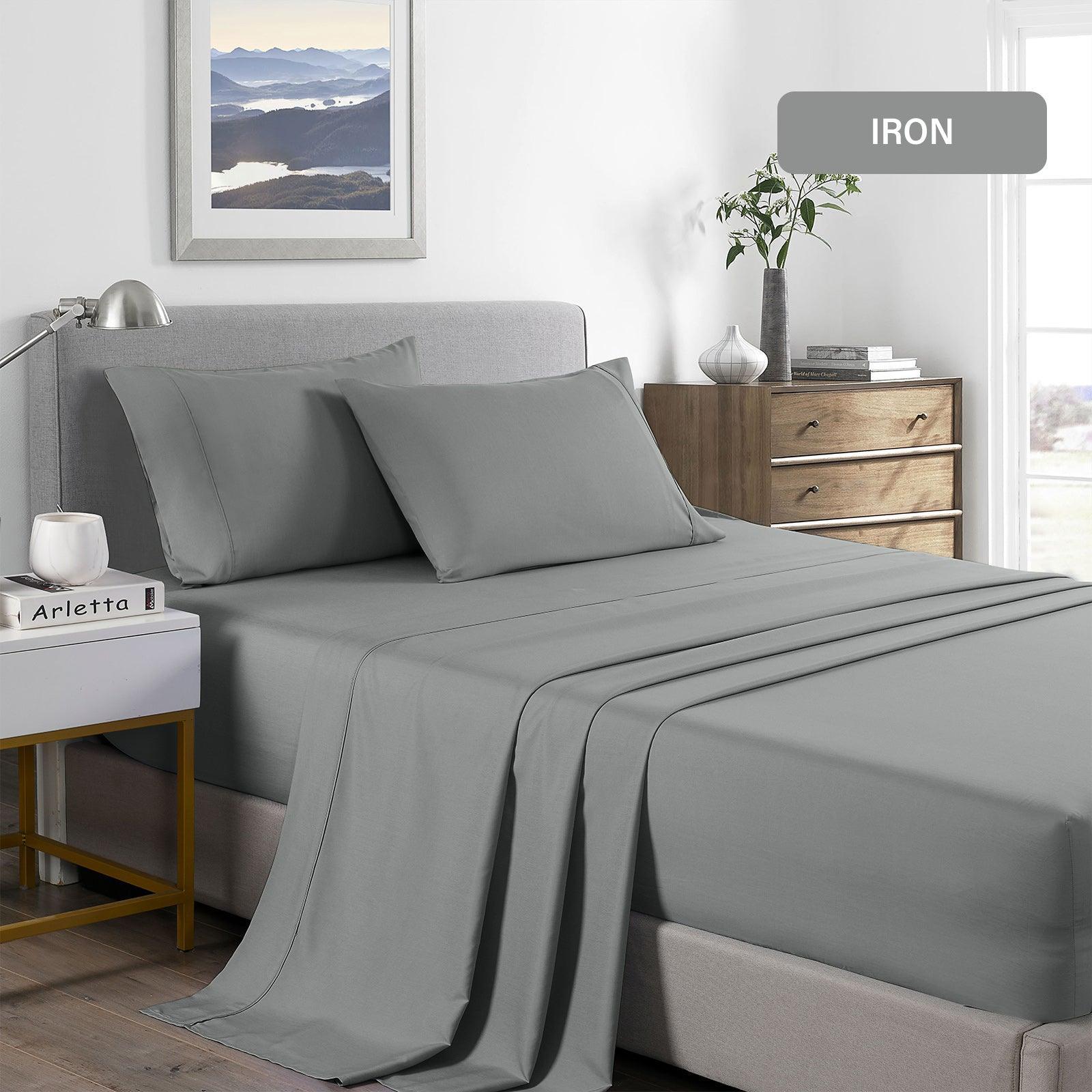 Royal Comfort 2000 Thread Count Bamboo Cooling Sheet Set Ultra Soft Bedding - Double - Mid Grey - John Cootes