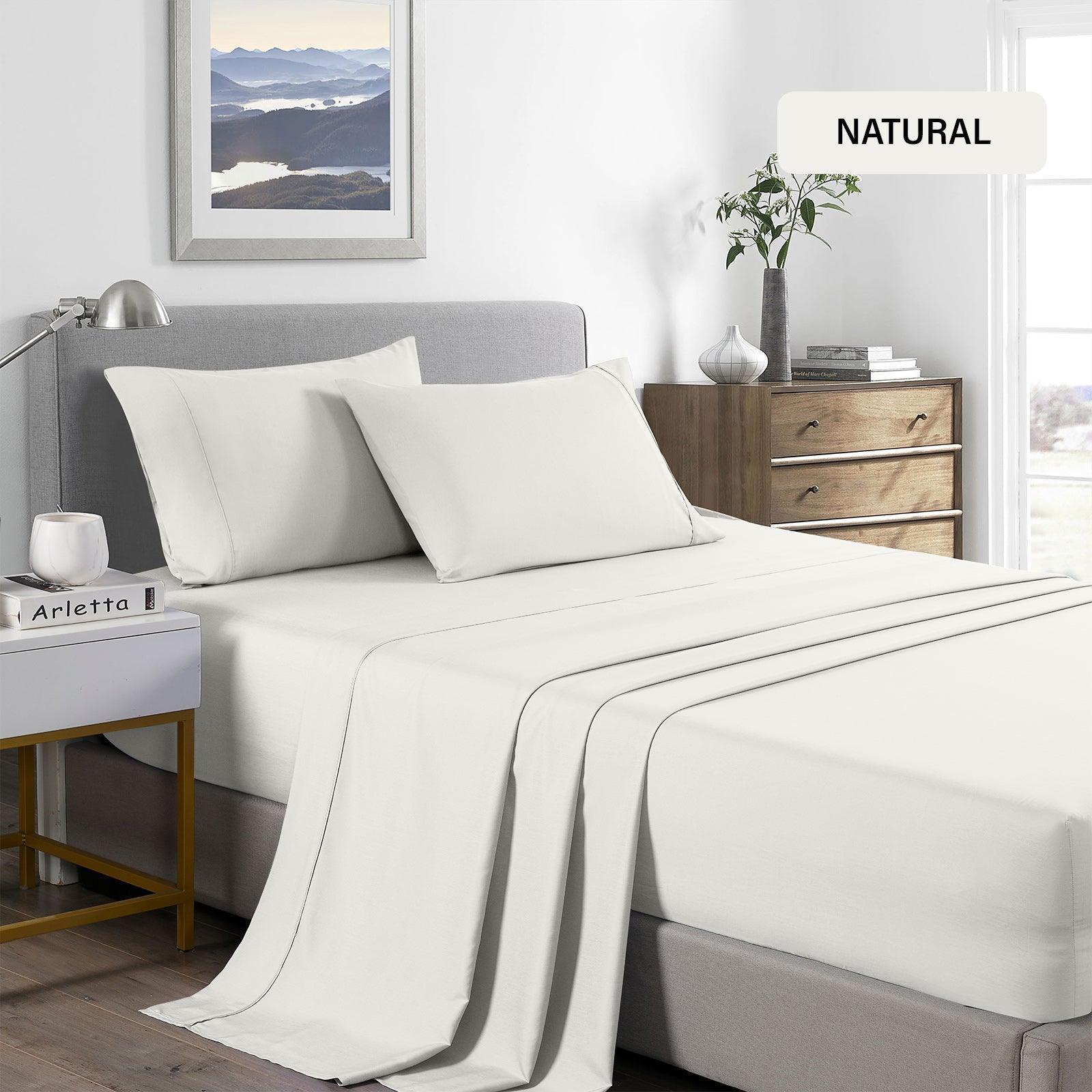 Royal Comfort 2000 Thread Count Bamboo Cooling Sheet Set Ultra Soft Bedding - Double - Natural - John Cootes