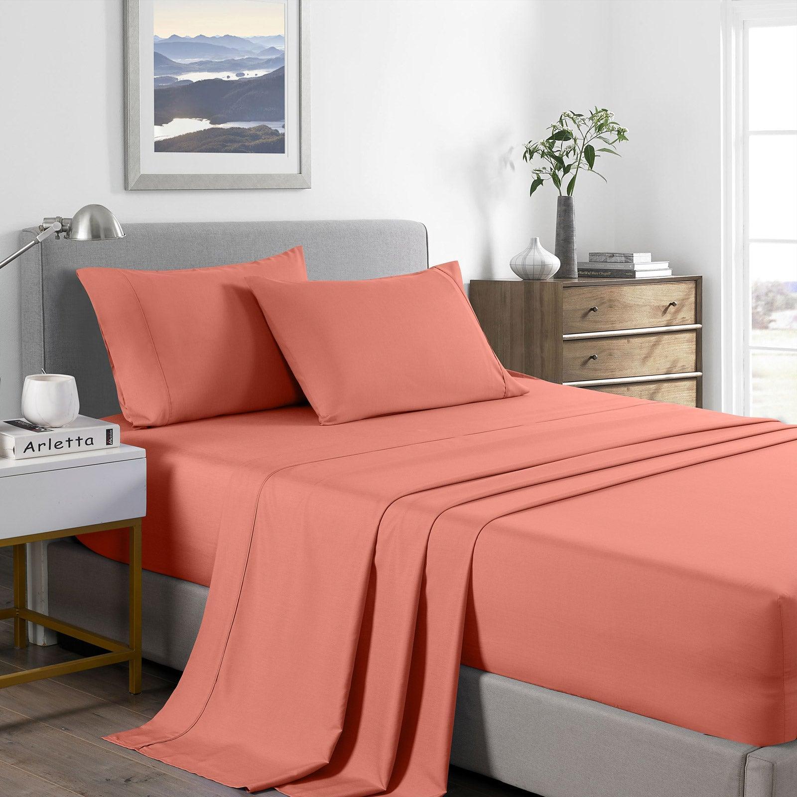 Royal Comfort 2000 Thread Count Bamboo Cooling Sheet Set Ultra Soft Bedding - Double - Peach - John Cootes