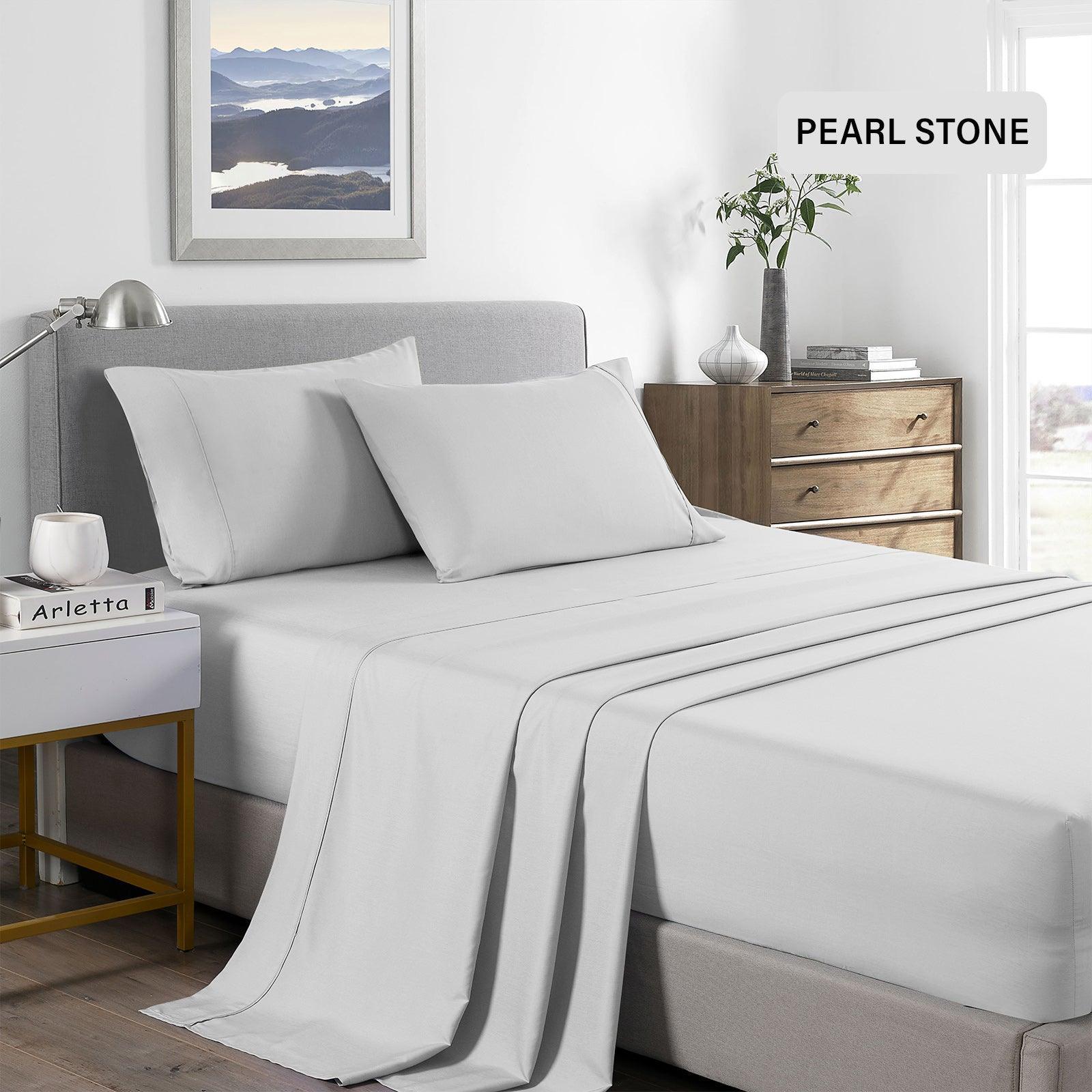 Royal Comfort 2000 Thread Count Bamboo Cooling Sheet Set Ultra Soft Bedding - Double - Pearl Stone - John Cootes