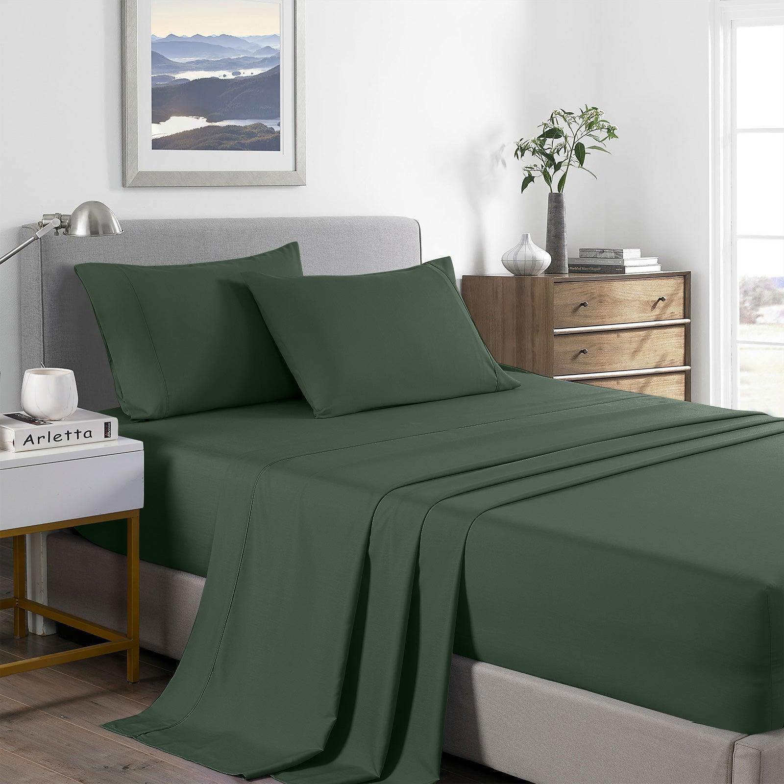 Royal Comfort 2000 Thread Count Bamboo Cooling Sheet Set Ultra Soft Bedding - King - Olive - John Cootes