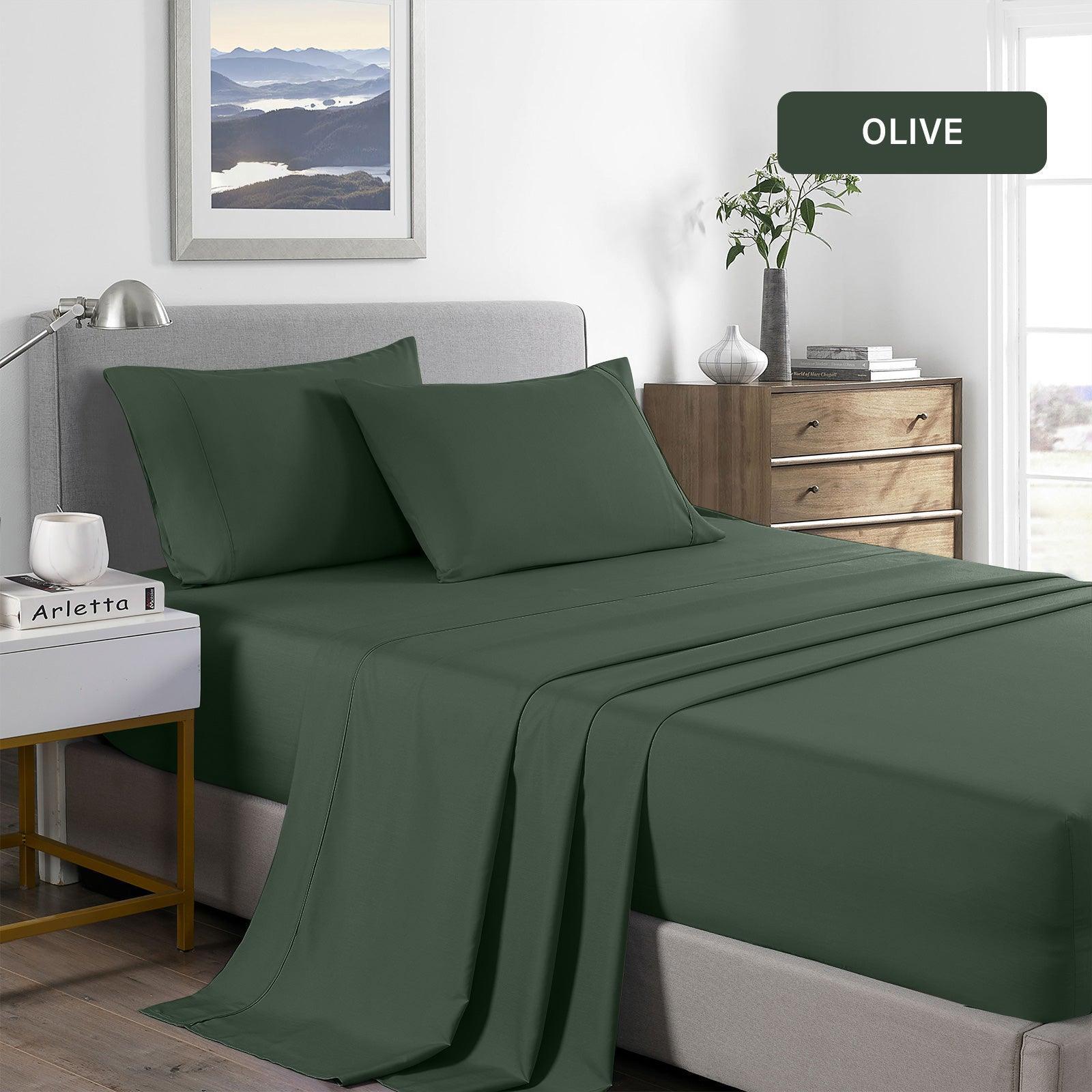 Royal Comfort 2000 Thread Count Bamboo Cooling Sheet Set Ultra Soft Bedding - King - Olive - John Cootes